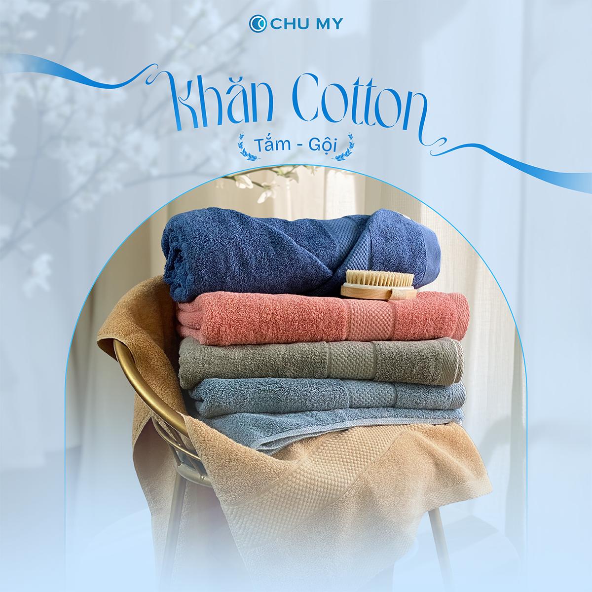 Khăn gội màu cotton CHU MY style Hàn Quốc 5 màu sắc tươi sáng