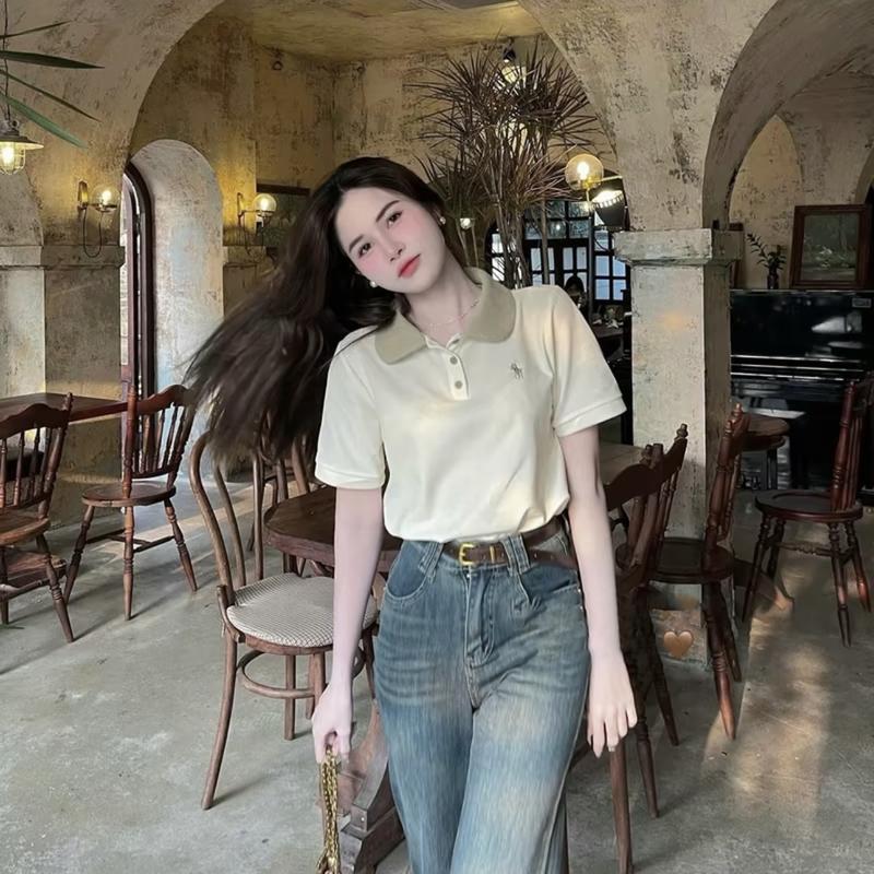 Áo PoLo Nữ Cổ Sen Thêu NGỰA Dễ Thương Chất Cotton Mềm Mát Minxu Shop POLO6 4