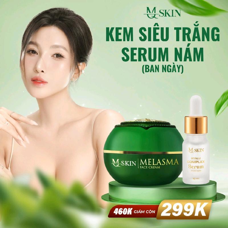 Kem Face Siêu Trắng MQ SKIN 20gr & Serum Căng Bóng Da  MQSKIN - Hỗ Trợ Dưỡng Trắng , Căng Bóng Da