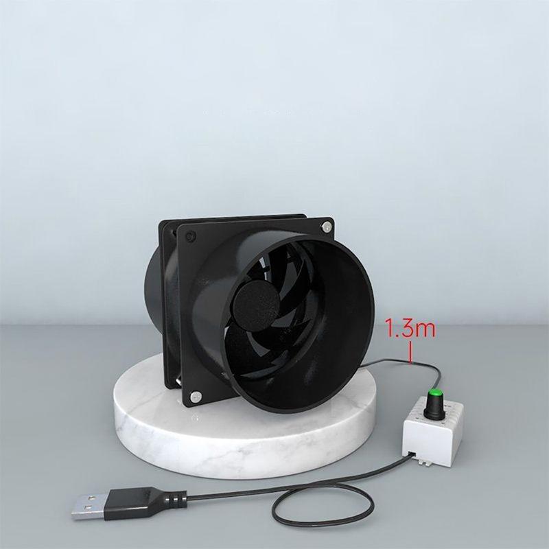 1Pcs Durable Adjustable Speed USB Exhaust Fan Duct Air Ventilation Simple Mini Air Blower with Pipe Fume Absorber Bathroom Kitchen Industrial 7