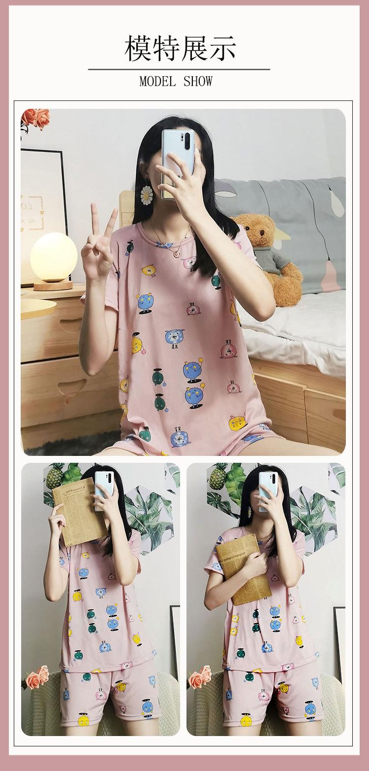 Product Introduction of Bộ Đồ Ngủ ngắn Tay Hàng Mới Về, Dành Cho Nữ, Mỏng Và Thoáng Khí, Thích Hợp Cho Mùa Hè, Áo Chui Đầu Cổ Tròn, Phong Cách Ngọt Ngào Và Dễ Thương, Thích Hợp Cho Các Cô Gái, Bộ Đồ Mặc Nhà 7