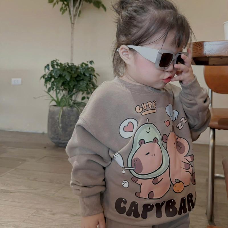 Áo SWT Capy bara xinh đôi- Nỉ ấm áp- bé trai/bé gái 1
