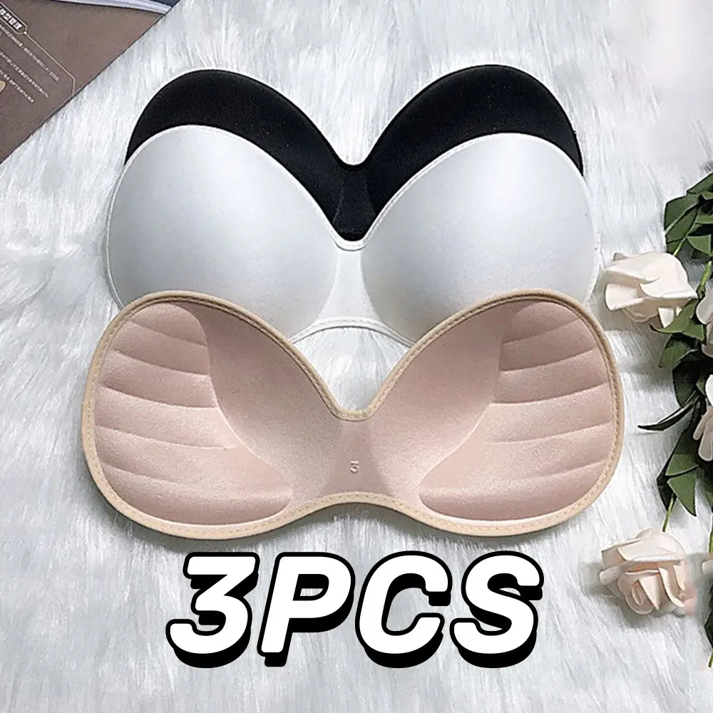 3pairs/set Sponge Breast Pad Women Underwear Breast Lift Breathable Sponge Padded Bra Pad Beauty Vest Breast Pad Insert