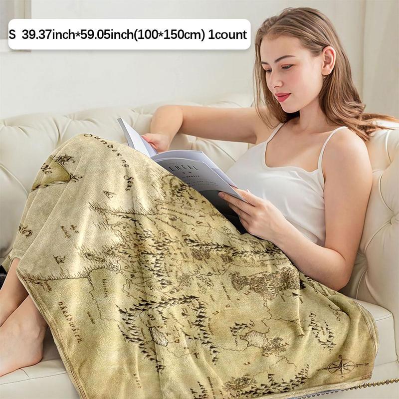 The Lord Of The Rings Map Pattern Blanket, Soft Warm Throw Blanket, Air-conditioned Room Blanket, Warm Nap Blanket for Home Office Travel Outdoor 5