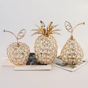 Crystal Nanas Pear Apple Pajangan Mewah Pir/Nanas/Apel Ornamen Kristal Buah/Dekorasi Ruang Tamu Kristal