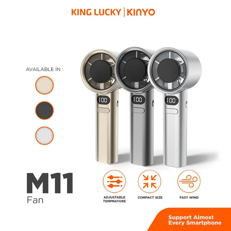 KINGLUCKY M11 Kipas Angin Mini Genggam Portable High Speed Mini Fan Adjustable Super Strong Wind with Smart LED Display 0