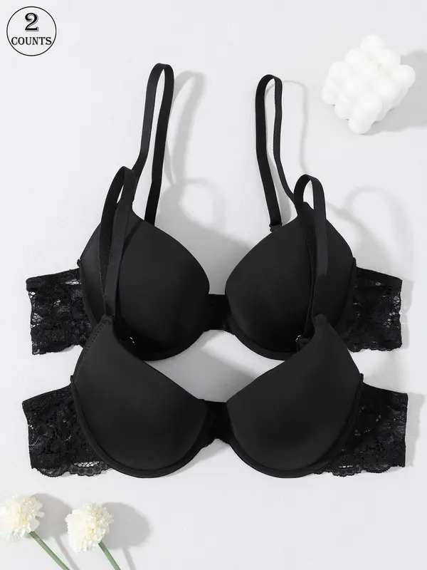 Women's Solid Color Push Up Bra, Comfortable Breathable Underwire Bra, Lingerie Top for Women, Bra Sets 2