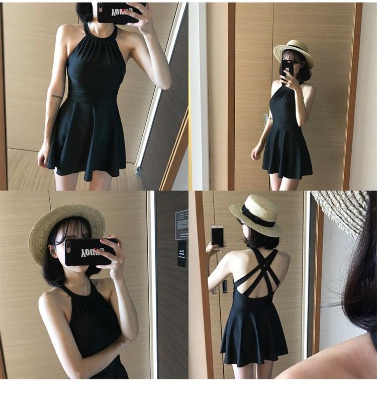 Product Introduction of 2023 Korea Style One Piece Women Swimsuit Conservative Monokini Hot Spring Swimwear Backless Skirt Holiday Beachwear 12