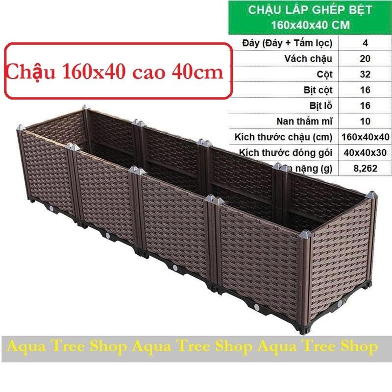 Chậu nhựa lắp ghép thông minh 160x40cm cao 40cm, chậu lắp ghép trồng cây trồng rau sạch CG412