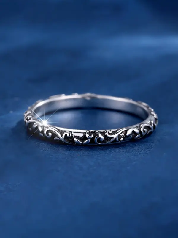 S925 Sterling Silver Vintage Style Ring, Fashion Jewelry Accessories for Men & Women for Party, Daily Clothing Decor, Trendy All-match & Exquisite Jewelry for Birthday Gift 2
