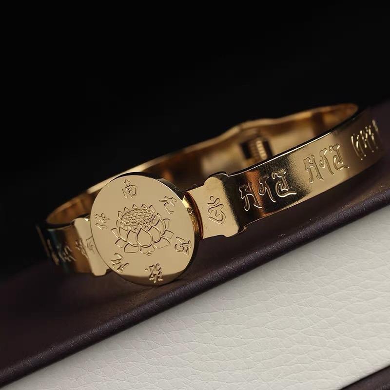 Vòng tay khắc chú Lăng Nghiêm Tây Tạng và hoa sen