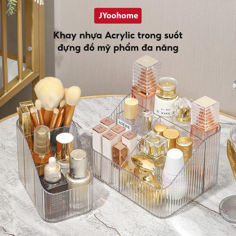 Hộp đựng mỹ phẩm để bàn đa năng JYoohome Hộp để đồ học tập Skincare trong suốt nhựa Acrylic