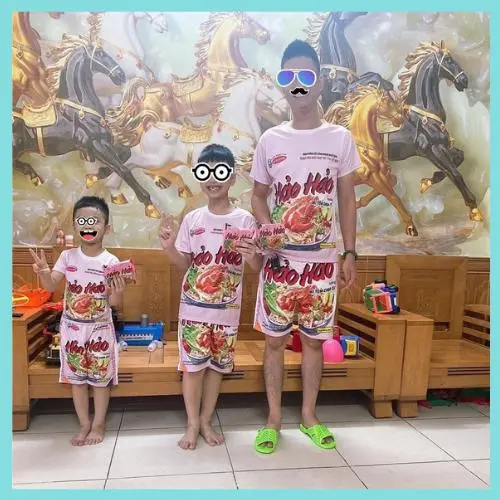 Bộ quần thể thao thun hè SIZE 33 -> 120kg in 3D hình MỲ TÔM HẢO HẢO HỒNG chất liệu thun lạnh co dãn 4 chiều thoáng mát bền đẹp không bai xù