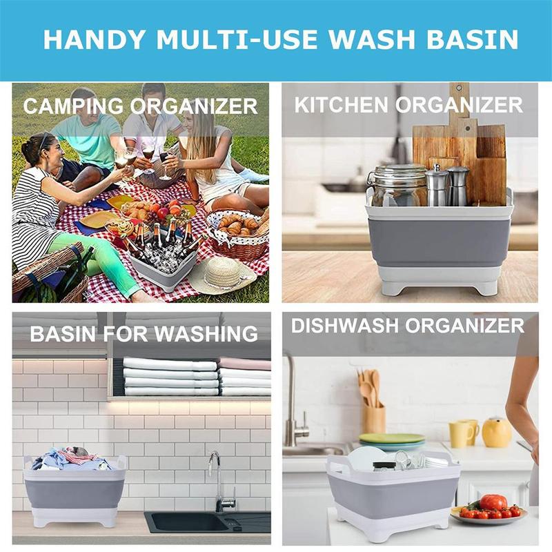 Collapsible Laundry Basin, 1 Count Portable Drain Basin for Kitchen Sink, Multifunctional Fruit Vegetable Washing Basin, Foldable Camping Bucket, Chill Room Accessories 5