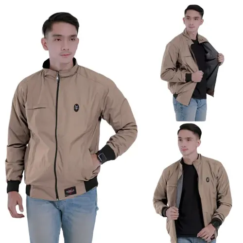 Jaket Motor Taslan Waterproof Pria  Original REBEL ID Jaket Parasut Tebal  Casual Nyaman -GIBRANSTORE Distro Keren  Cowok Bomber 0