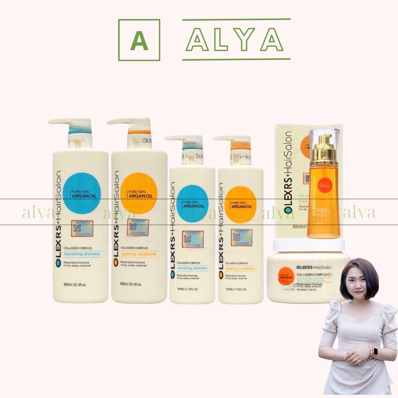 Cặp Dầu Gội Xả Olexrs Argan Oil Collagen 500ml/ 950ml. Phục hồi tóc hư tổn. Dầu Gội Đầu Nữ Women