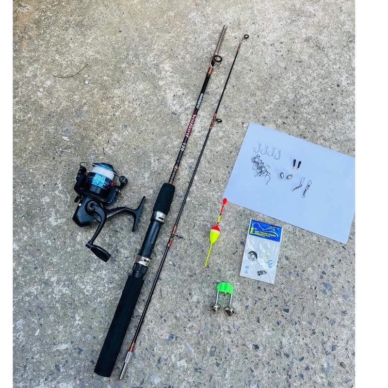 Bộ Combo cần đặc 1m2 tăngg máy nhựa 200 + full phụ kiện như hình Đi Câu Fishing Câu Cá