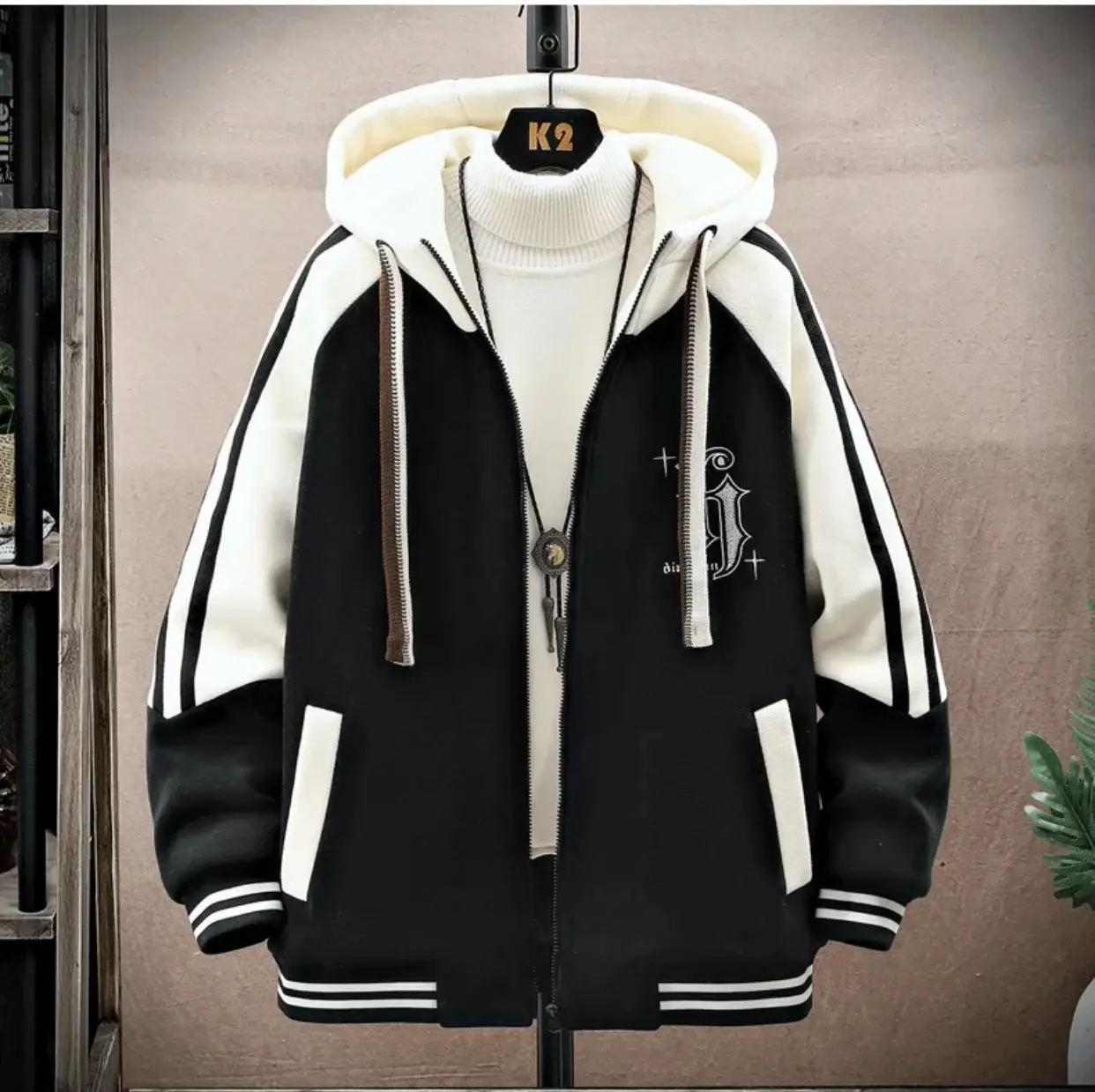 ÁO KHOÁC NỈ HOODIE NAM 1 LỚP THÊU CHỮ H PHONG CÁCH HÀN TRẺ TRUNG Menswear Dài Tay Đen