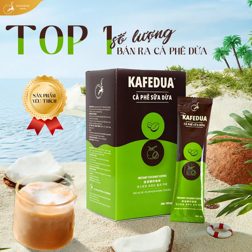 Cà Phê Sữa Dừa,Cà Phê Hòa Tan Loại Đặc Biệt Thơm Ngon Tiện Lợi - KAFE DUA, Le Plateau Coffee