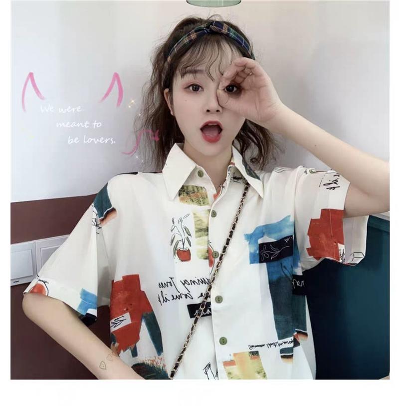 Product Introduction of Áo Sơ Mi Thiết Kế Cổ Điển Độc Đáo Áo Sơ Mi Ngắn Tay, Dành Cho Phụ Nữ, Mùa Hè 2024 Phong Cách Hàn Quốc Mới, Thời Trang, Dáng Rộng Vừa Vặn, Áo Sơ Mi 17