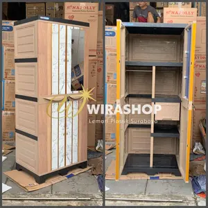 Lemari Plastik Olymplast Bestplast/ BMC 2 Pintu Gantung & Sekat, Motif Gold Stone, Gold WOOD, Gold Marble link luar kota