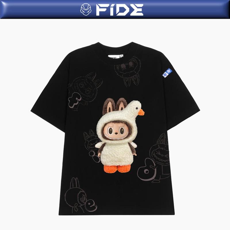 Áo thun FIDE LABUBU phông unisex form rộng local brand nam nữ cổ tròn oversize - AT74 Kem Cotton Menswear