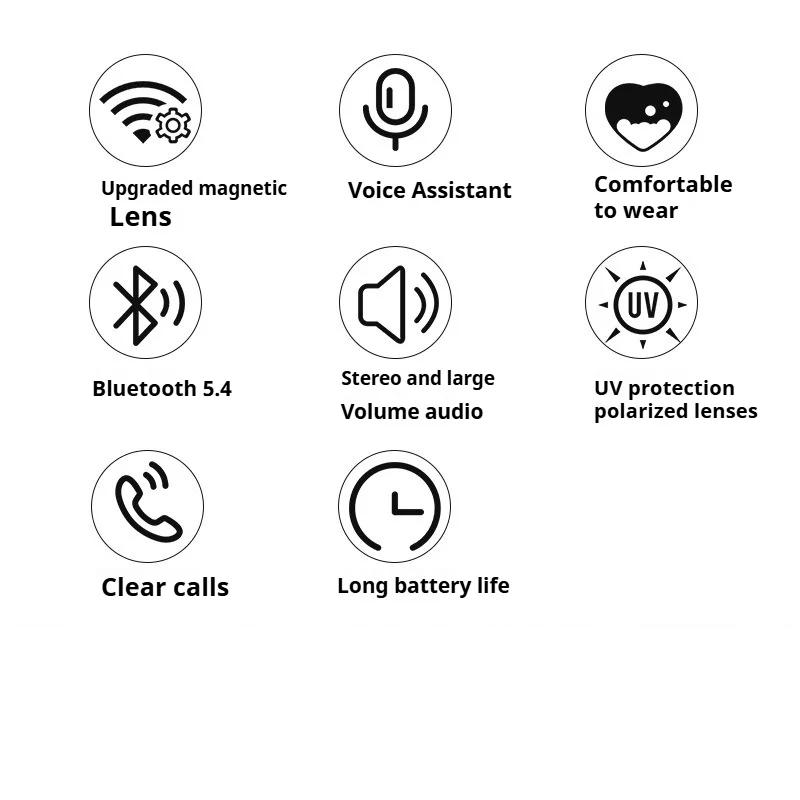 M10A Smart Bluetooth Glasses: Magnetic Polarized Dual Lenses, Multi-Functional Audio & Calling for Outdoor Sports