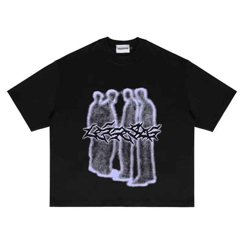 Lessegos Boxy Tshirt True Friends Heavyweight 16s Hitam Crew-neck fashion unisex T-shirt Menswear Top Kaos Pria 2