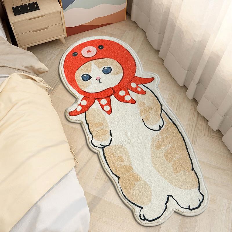 Product Introduction of 40*60cm Crystal Velvet Carpet Cute Cat Plush Bed Rug Living Room Bedroom Floor Mat Machine Washable Rug Window Mat 1
