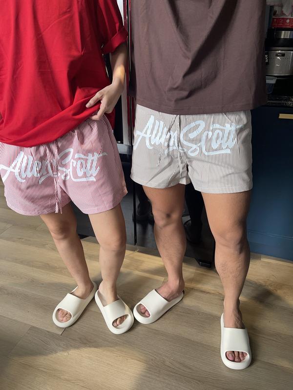 Quần Short AS Kẻ 2 Lớp Ngắn Trên Gối Lót Lưới Đi Biển Nam Nữ 1