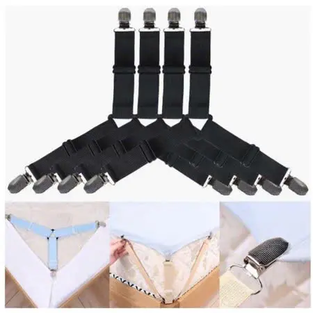 Bộ 4 Chiếc Kẹp Ga Giường Chống Xê Dịch Cố Định Và Giữ Phẳng.Dây Buộc Ga Giường Drap Có Sự Đàn Hồi,Màu Sắc Ngẫu Nhiên 3
