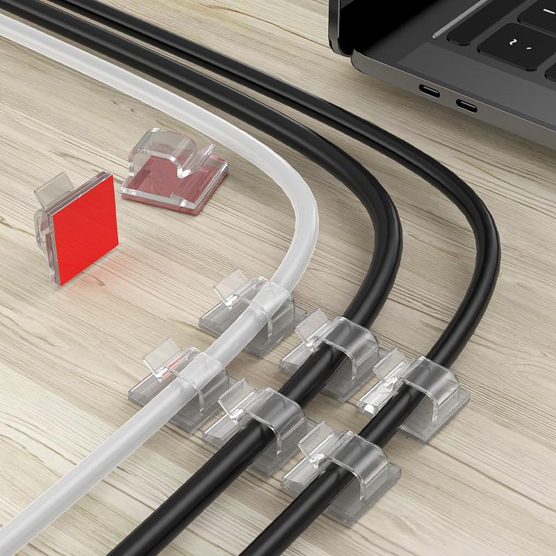 Accesz 20/50/100PCs self-adhesive USB cable clips desktop Cord Organizer management for keyboard mouse car home universal clip wire cable Winder 4