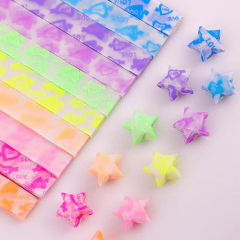 10 màu 210 tờ Giấy ngôi sao Origami hình ngôi sao may mắn tự làm Dải Origami thủ công V2I0 2