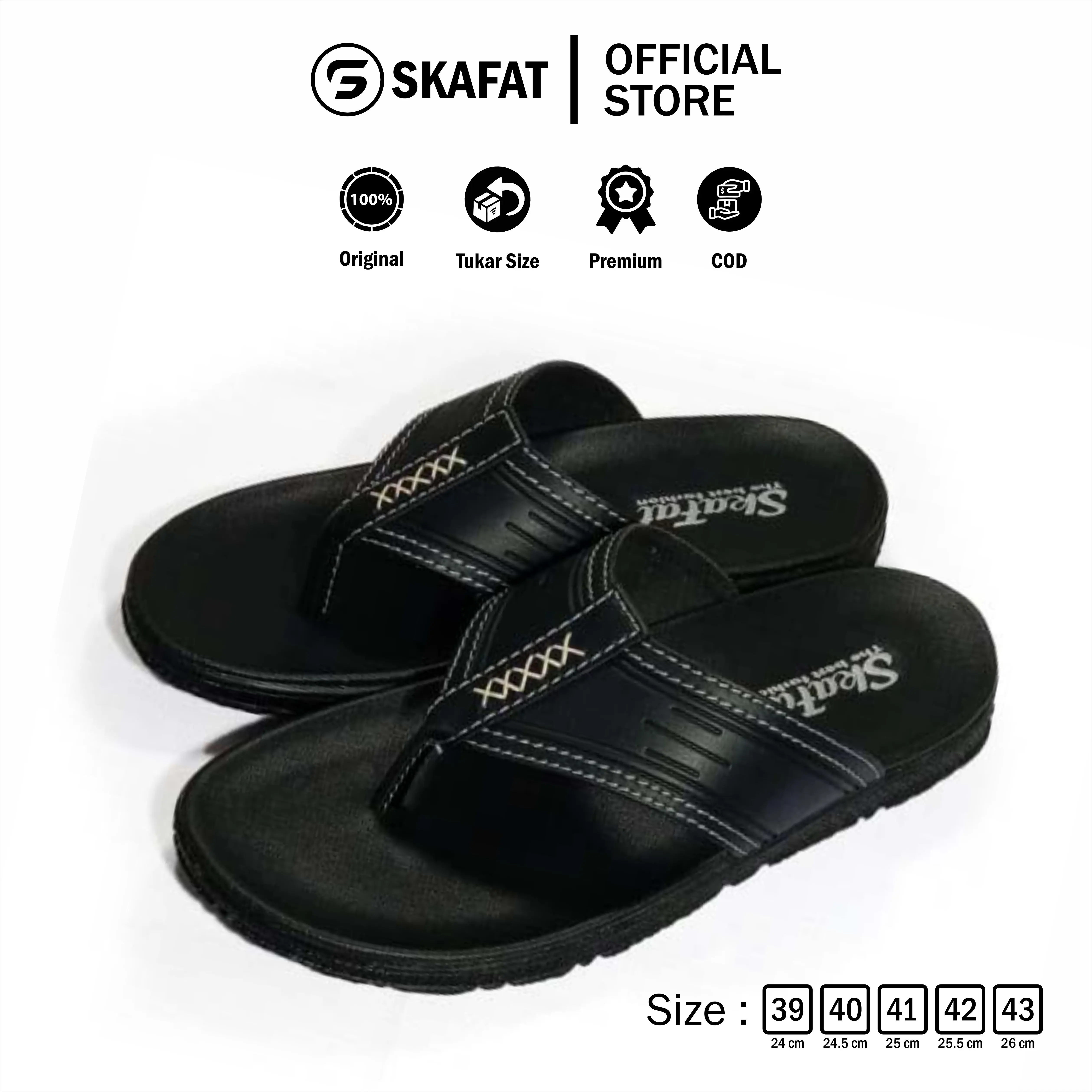 SKAFAT PROMO 12.12 Birthday Sale Sandal Japit Pria KULIT terkeren Jepit cowok terbaik murah FREE BOX ORIGINAL