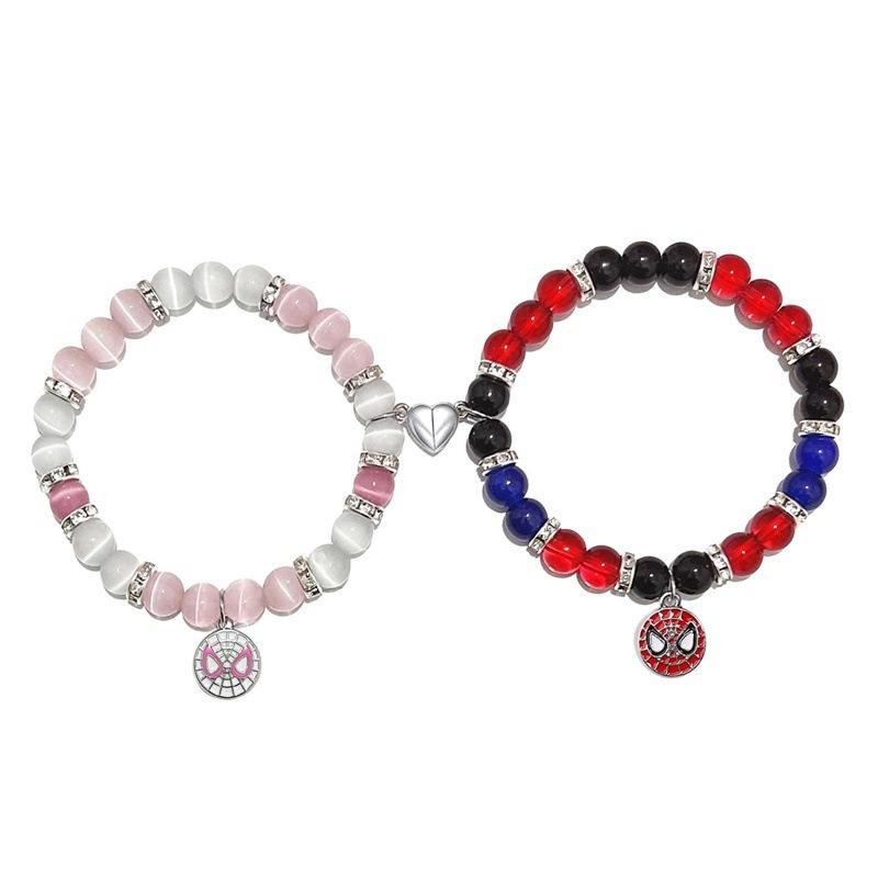 Product Introduction of spiderman bracelet, gwen and miles couple bracelet, love heart magnetic 7