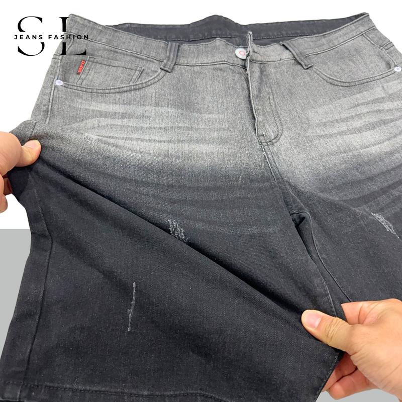 "Có Bigsize(Size 28-41)"Quần Sọt Jeans Nam SL Màu Đen Khói Phối Màu Đậm Nhạt Thời Trang Menswear Pants - Chất Vải Denim Co Giãn 4 Chiều, Đổi Size Miễn Phí, Giá Xưởng [Mã 5] 4