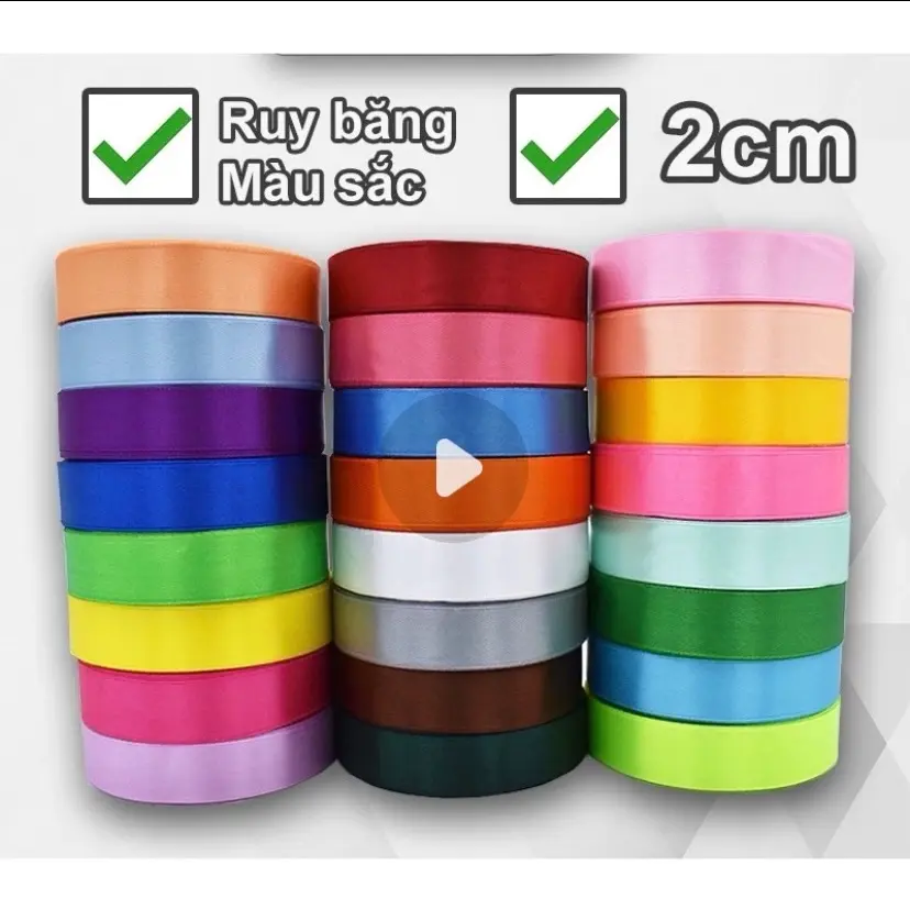 RUY BĂNG LỤA TRƠN LOẠI ĐẸP 2CM*22M, ĐỦ MÀU- GÓI HOA, BUỘC HOA, GÓI QUÀ, LÀM NƠ