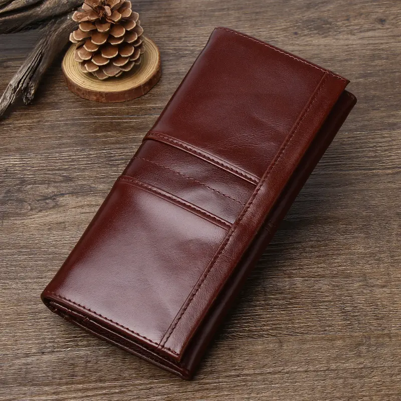 Túi Đựng Tiền Chống Trộm RFID, Được Làm Bằng Da Bò Lớp Một, Thích Hợp Cho Nam Và Nữ, Phong Cách Cổ Điển Châu Âu Và Mỹ, Kẹp Tiền Dọc, Bảo Mật Thông Tin 0