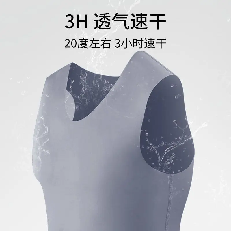Áo Vest Lụa Lạnh Không Đường May, Dành Cho Nam Giới, Có Thể Mặc Bên Trong Mùa Hè, Thích Hợp Cho Thể Thao Cơ Sở, Không Tay, Áo Lót Trắng, Thời Trang, Mỏng, Cỡ Lớn 6