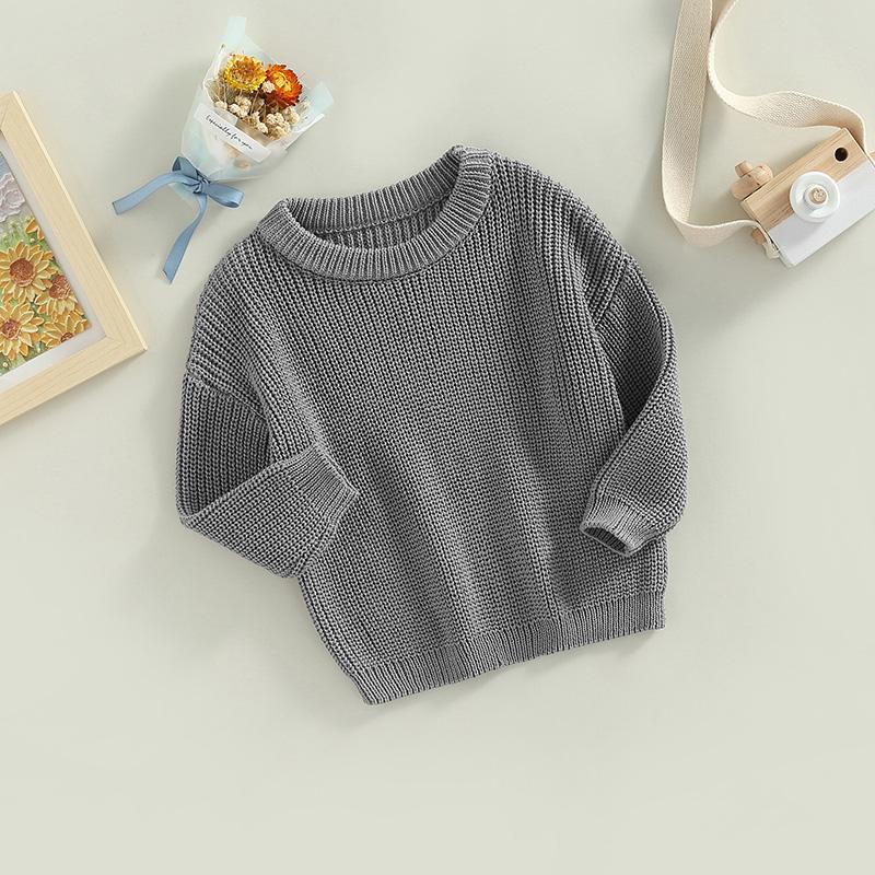 Product Introduction of Toddler Baby Round Neck Sweaters, Long Sleeve Solid Color Loose Knitted Pullovers 41