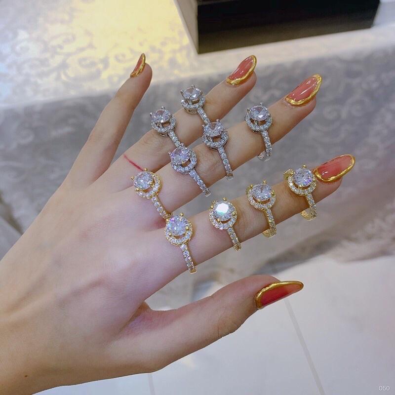 Nhẫn nữ hột đính đá siêu sáng bền màu Kami