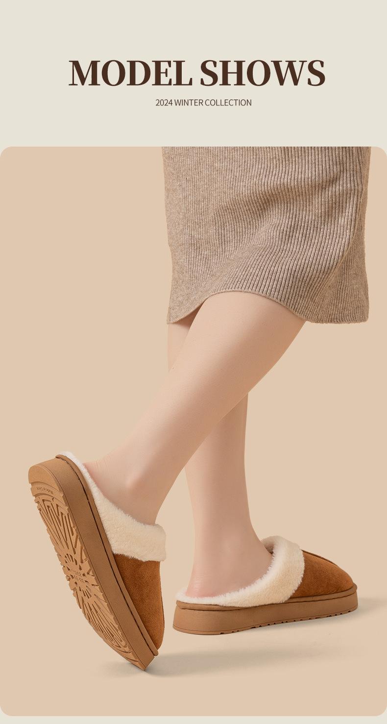 Product Introduction of Dép Bông Da Lộn, Dành Cho Nữ, Mùa Thu Và Mùa Đông, Dép Đi Trong Nhà, Đế Trong Nhà, Chống Trượt, Thích Hợp Sử Dụng Trong Nhà, Thời Trang, Lông Maillard, Chất Liệu Bông 11
