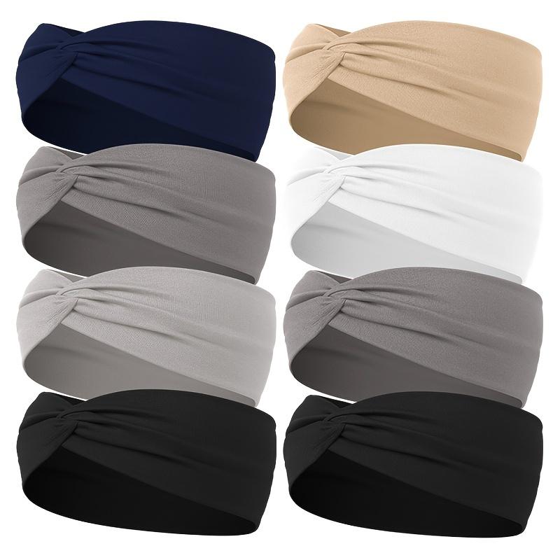 1pc Solid Color Elastic Head Band Knotted Head Wear Sweat Absorbent Hair Band For Yoga Gym Sport 3