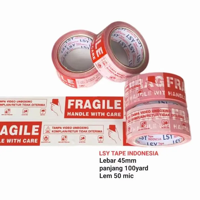 Lakban Bening 90Yard Isolasi selotip clear tape 45MM x 60Meter full=(141g) Daya Lengket kuat lakban coklat Fragile Karton 6