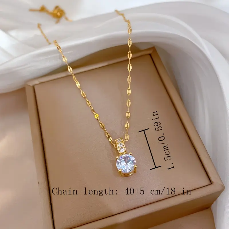 Cute Rhinestone Necklace, Collarbone Chain, Stainless Steel Trendy Party Jewelry, Holiday Birthday Christmas Halloween Gift For Women Mom Friends mother's day gift 2