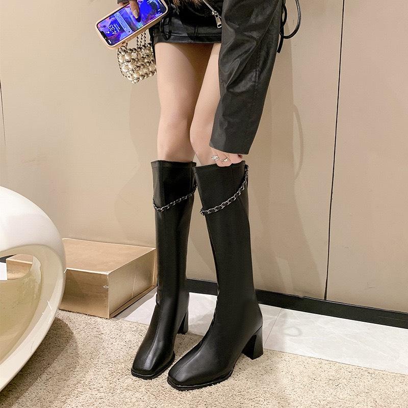 Bốt Đùi nữ Dây xích đế cao 7cm mã M86 Shoes Boot xỏ ngón