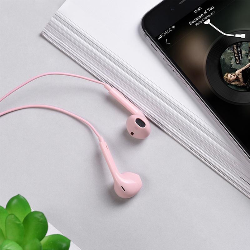 OHSOME - HOCO M55 3.5MM HIFI Wired Earphones Black White Pink Headphones 5