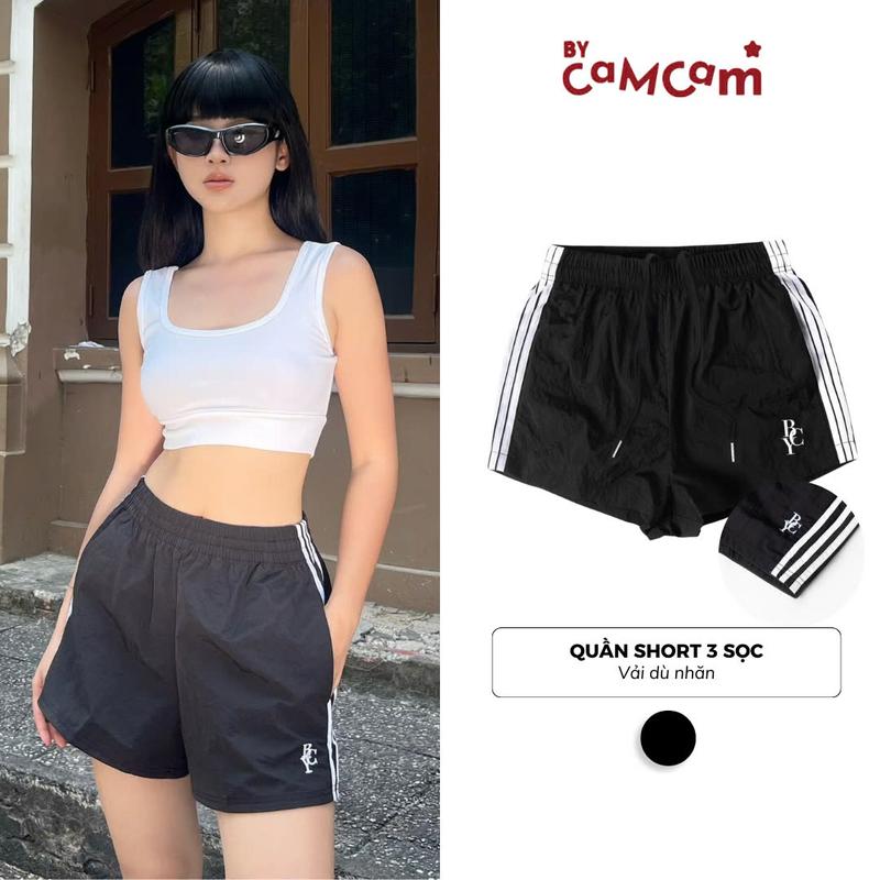 Quần Short Ngắn 3 Sọc Vải Dù Phong Cách Thể Thao Sport