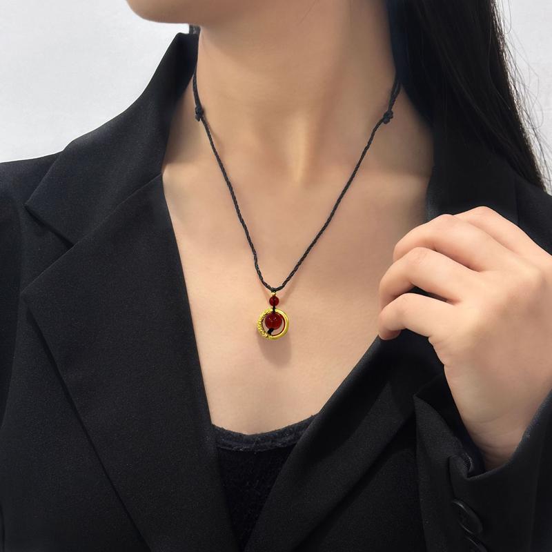 Product Introduction of Luxurious Chinese Style New Chinese Wedding Gold Fu Character Gourd Pendant Ethnic Style Premium Buddha Head Little Fat Fu Pendant Necklace 23