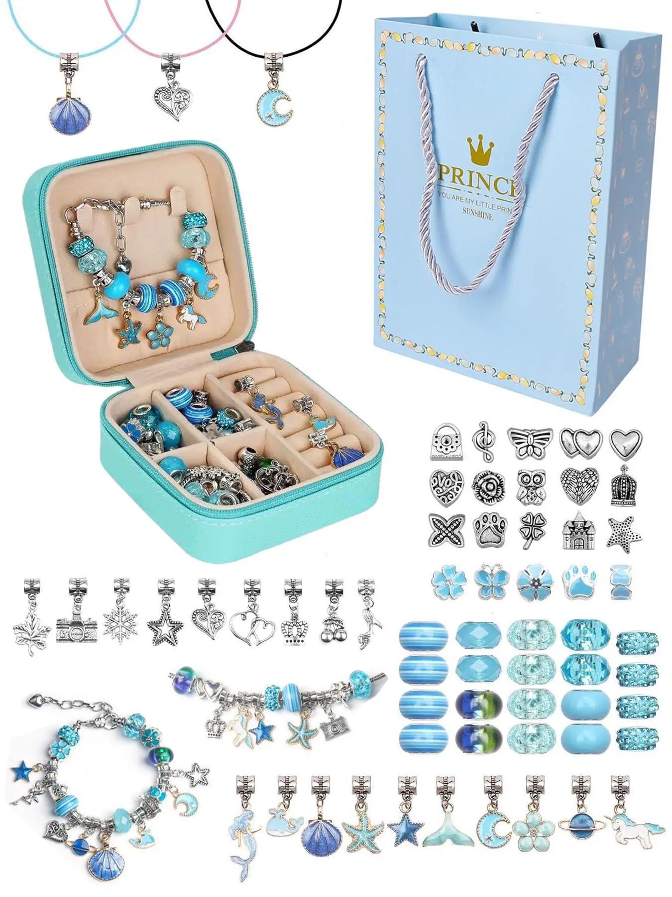 Jewelry Making Kit, Colorblock Beads & Charms & Accessories for Bracelet Necklace Earrings, DIY Jewelry Making Supplies for Teenager